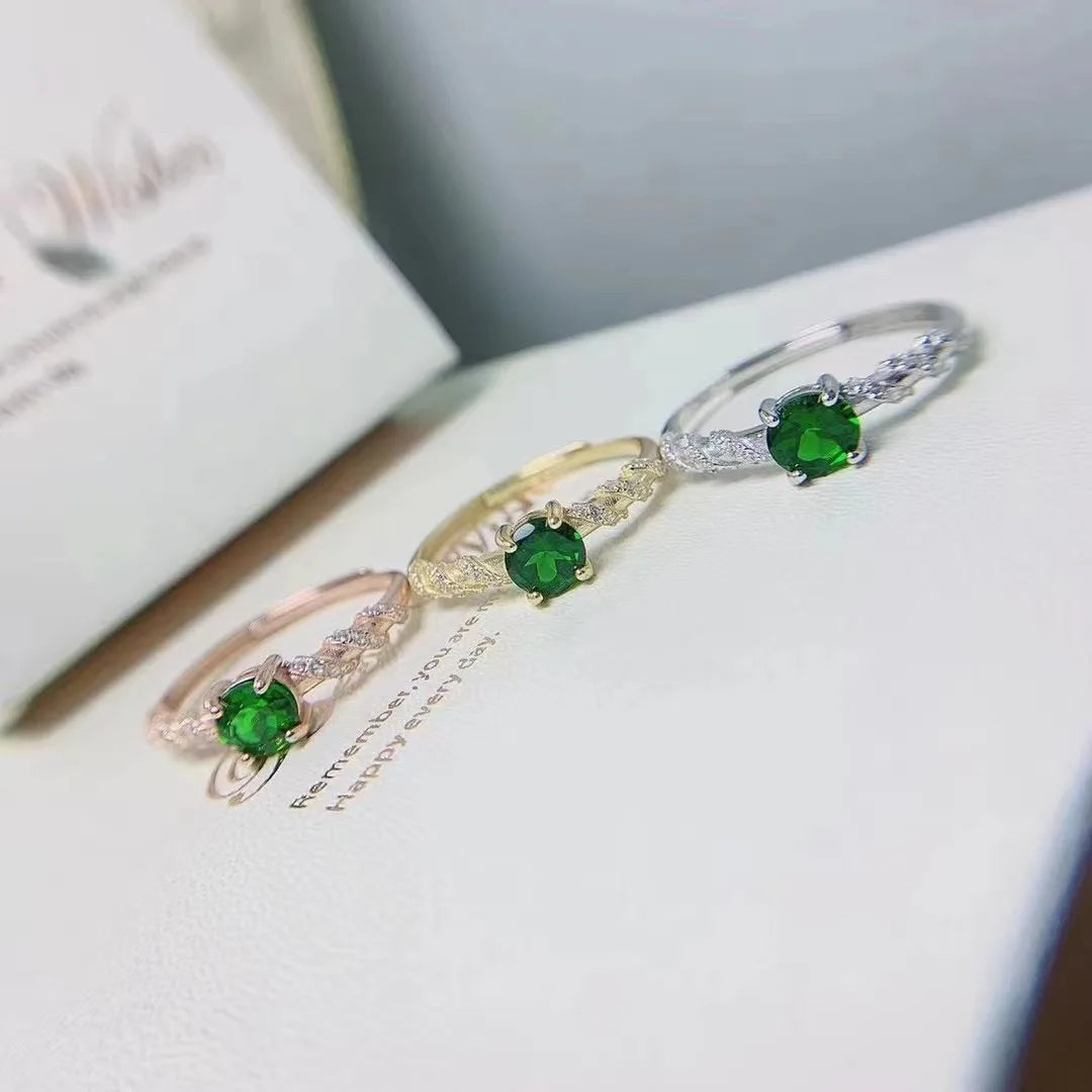 Wholesale 925 Sterling Silver Natural Diopside Ring Classic Chunky Bulk Design for Wedding and Party-Low MOQ