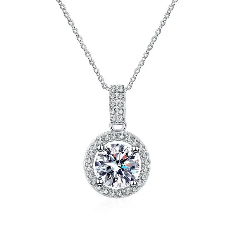 Fine Jewelry Grade D 1ct Moissanite Diamond Jewelry 925 Sterling Silver Simple Moissanite Pendant Necklace Women