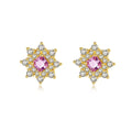 S925 Silver Stud Earrings Vintage Style Handmade Gold CZ Gemstone Earrings Claw Clear Cubic Zircon Gold Earrings for Prom Party