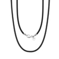 RINNTIN SC62 Genuine Italian 2mm Black or Brown Leather Cord Chain Necklace for Men Women with 925 Sterling Silver Clasp