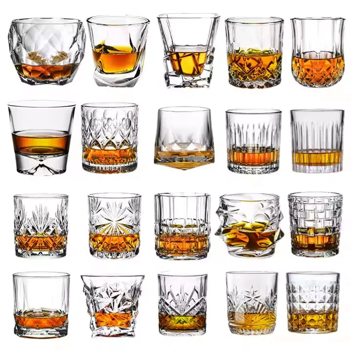 Hxglass Wholesale Engraving Crystal Whiskey Glass 300-500ml Old Fashion Whisky Tequila Shot Glass