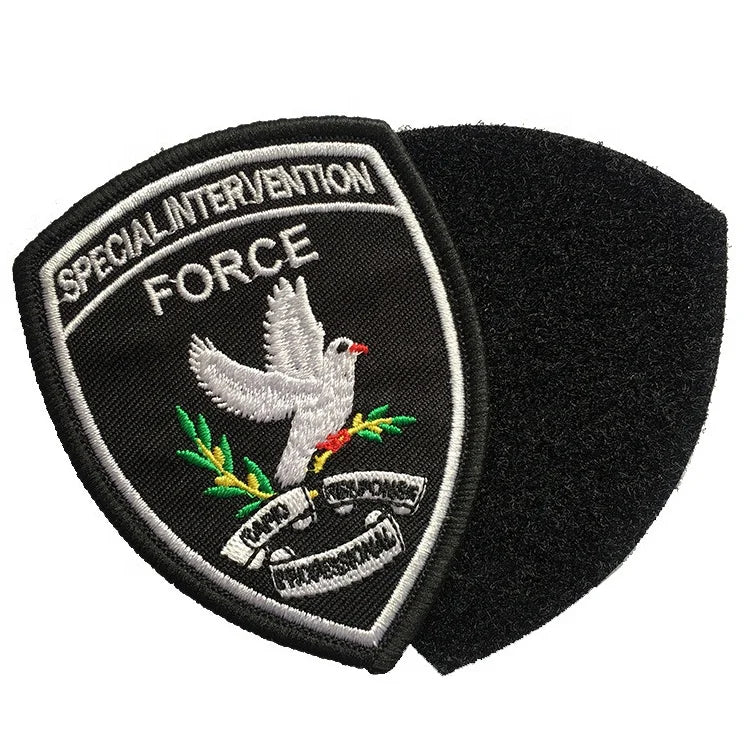 Force Patch Stick on Embroidery Appliques  Custom Made  Uniform Fabric Patch Embroidered Patches with  Hook & Loop