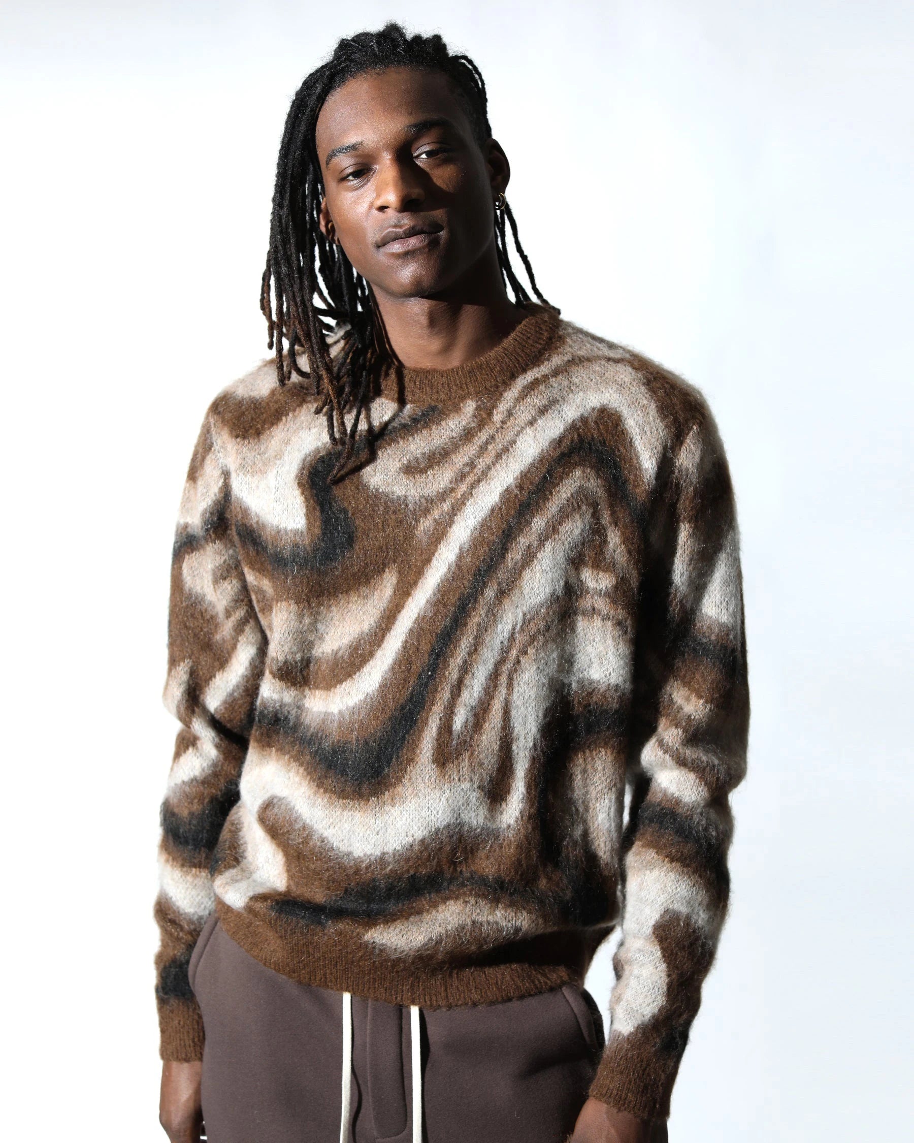 Custom logo Design Plus Size Crew Neck Knit Pullover Top Knitwear Knitted Long Sleeve Fashion Casual Men Mohair Sweater
