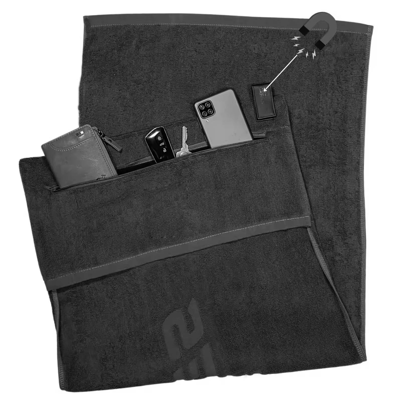 Cotton Fitness Towel With Zipper Pocket Cotton Sports Towel