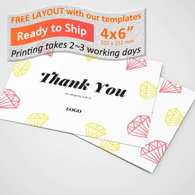 4x6in custom matt thank you card flyer hangtag for warranty