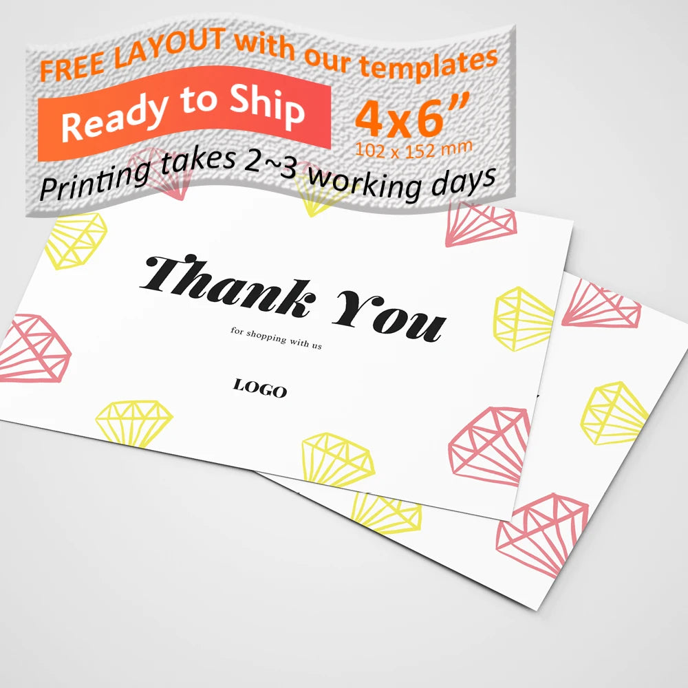 4x6in custom matt thank you card flyer hangtag for warranty
