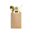 Custom Logo Disposable Classic Laminated Tableware Cutlery Sleeve Kraft Paper Packaging Bags for Party