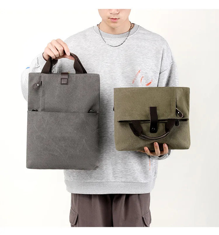 Fashion Trend Casual Shoulder Bag Lightweight Large Canvas New Fold Tote Canvas Messenger Bag for Men