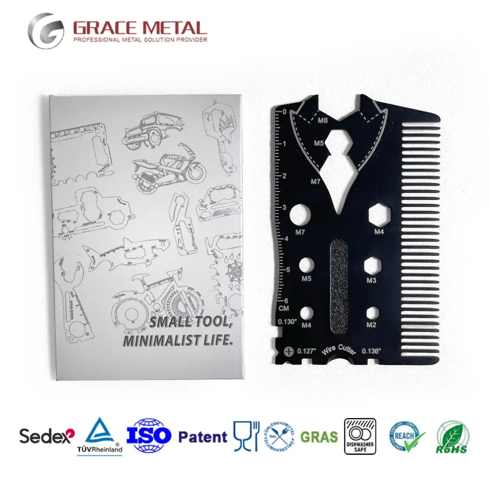 18 in 1 Stainless Steel Comb Shape Pocket Hand Tool Outdoor Camping Survival Multi Tool Card