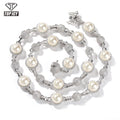 Top Icy  Hip Hop 13mm Brass Tennis Necklace Full Diamond Chain Bracelet 18k Gold Plated  Necklace for Women