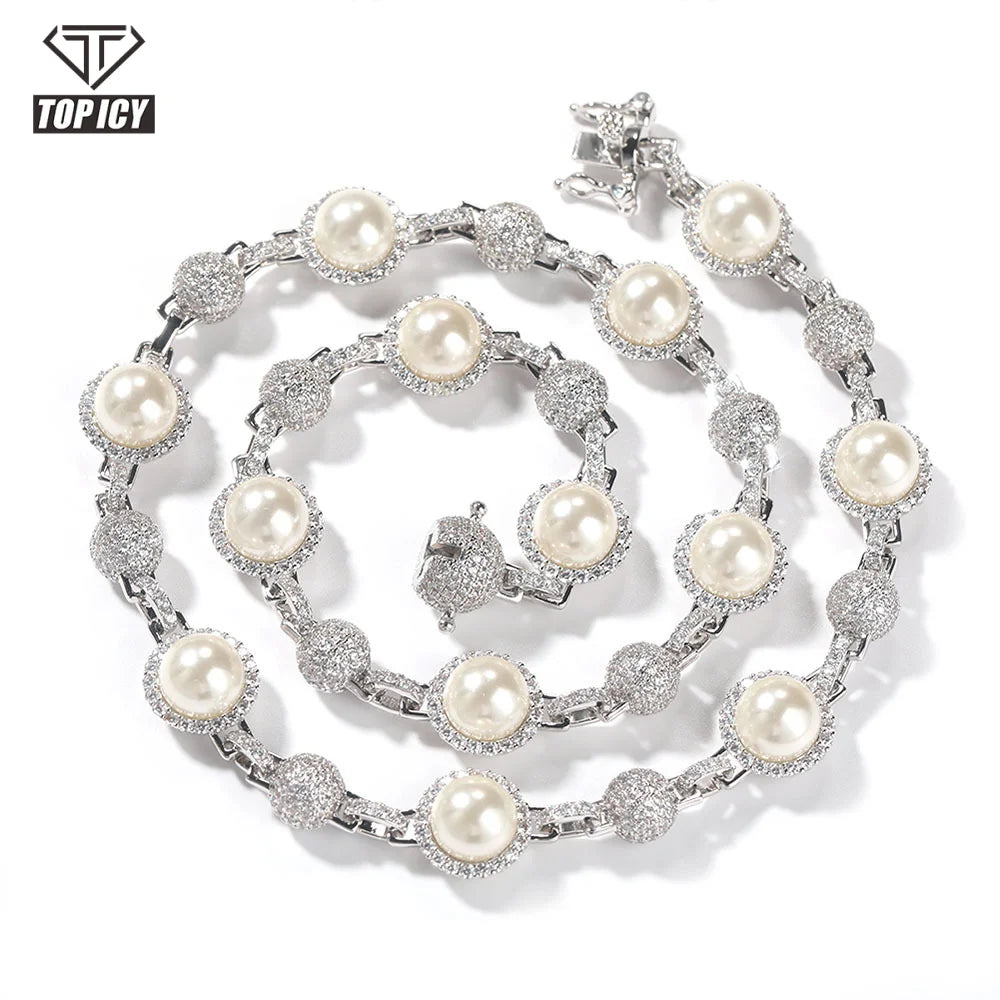 Top Icy  Hip Hop 13mm Brass Tennis Necklace Full Diamond Chain Bracelet 18k Gold Plated  Necklace for Women