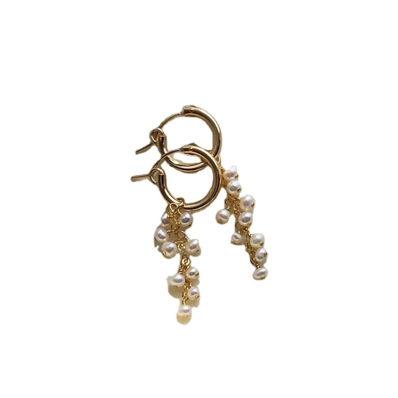 GE070 14K Gold Filled Hoop Earrings Natural Pearl Jewelry 15mm Gold Hoop Earrings for Women