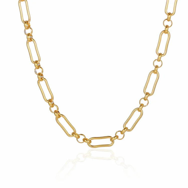 Hot Selling Stainless Steel Link Chains Exquisite Gift 18k Gold Plated Paperclip Choker Necklace