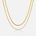 Dazan New Winter HOT 18k Plated Tarnish Free Stainless Steel Polished Double Layer Bead Herringbone Gypsy Runaway Model Necklace