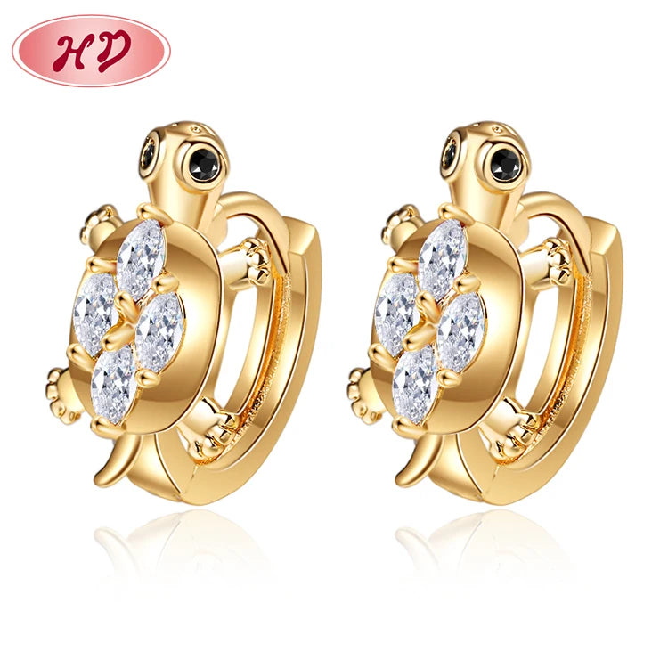 Pendientes De Joyeria Lovely Tortoise Animals Huggies Gold Huggie Earrings 18k Gold Earrings Cubic Zirconia Design Earring