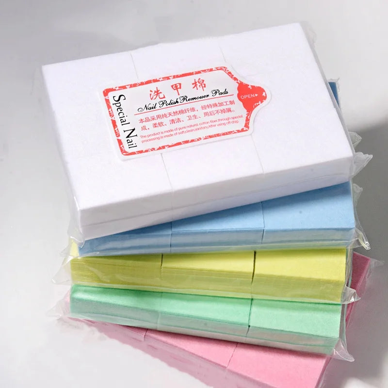 Colorful Disposable Manicure Towel Non-Woven Hard Non-Shedding with Cotton Nail Supplies Solid Plastic Nail Polish Remover