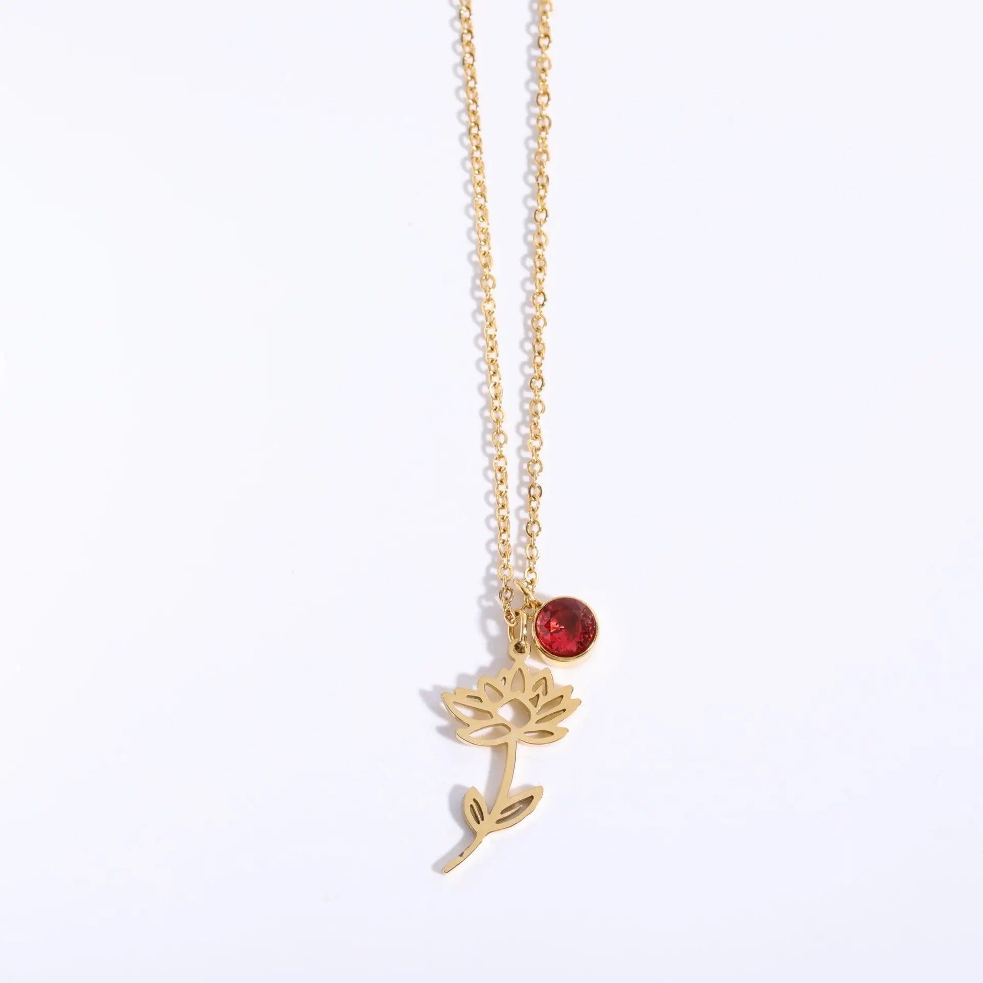 Factory Custom Flower Jewelry Cute Hollow Flower Birthstone Necklace for Women