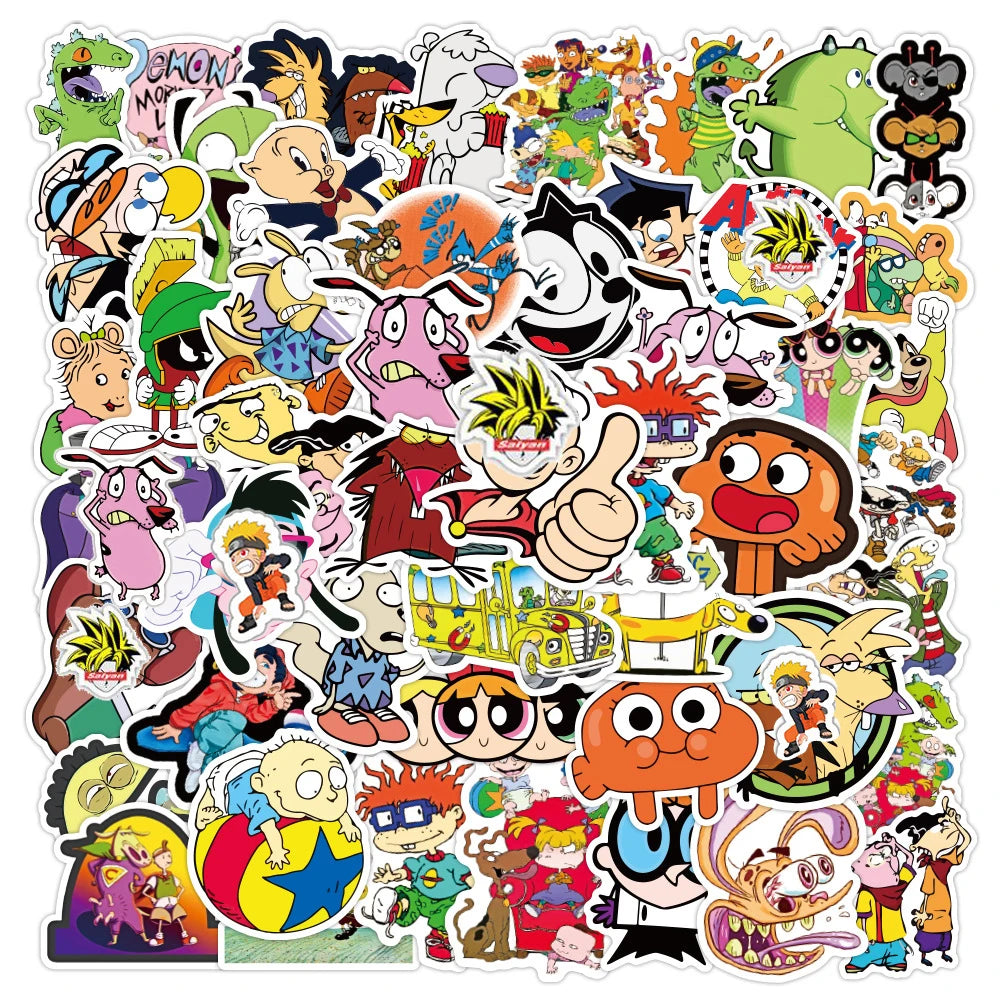 50Pcs Classic TV Kid Cartoon Sticker for Suitcase Laptop Scrapbook Home Wall Decoration 90 Cartoons Stickers Label Pack