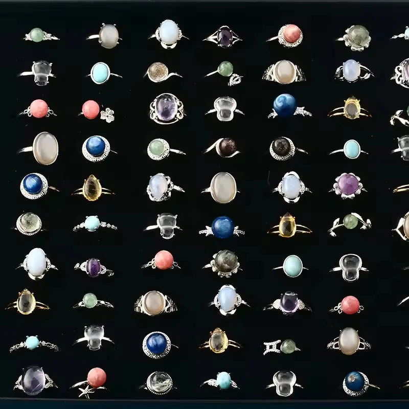 Fashion Rings 2022 Women 6*8mm Adjustable Green Jade Ring  for Women Nature Healing Crystal Ring