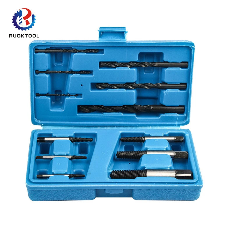 6pcs Twist Drill Spiral Drill Bit and Schraubenzieher Easy Remove Out Broken Damaged Screw Extractor Set