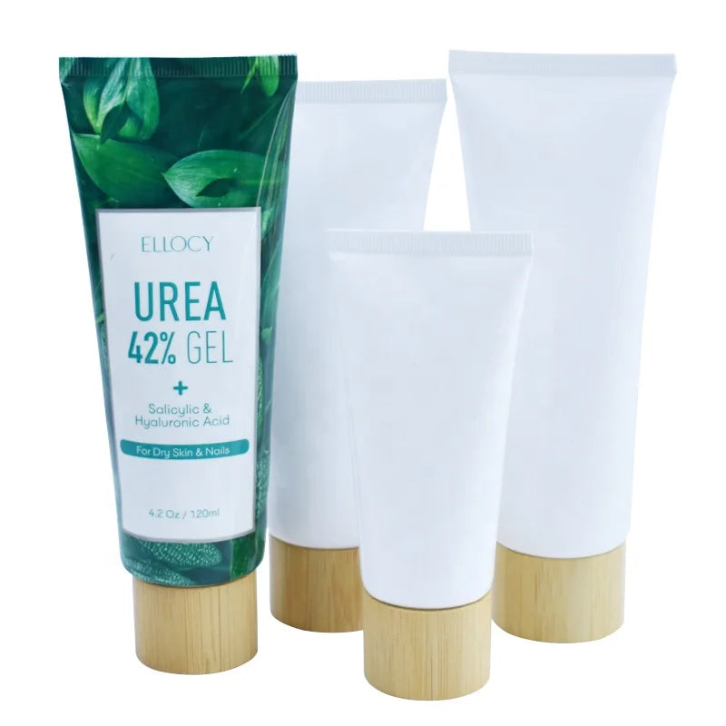 Hot Sale Stock 50ml 60ml White Empty Lotion Hand Cream Bamboo Cap Plastic Squeeze Tubes