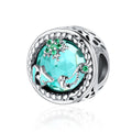 Fashion 925 Sterling Silver Crystal Starry Sky Green Ocean Beads Fit Charm Bracelet European DIY Woman Jewelry Gift SCC246