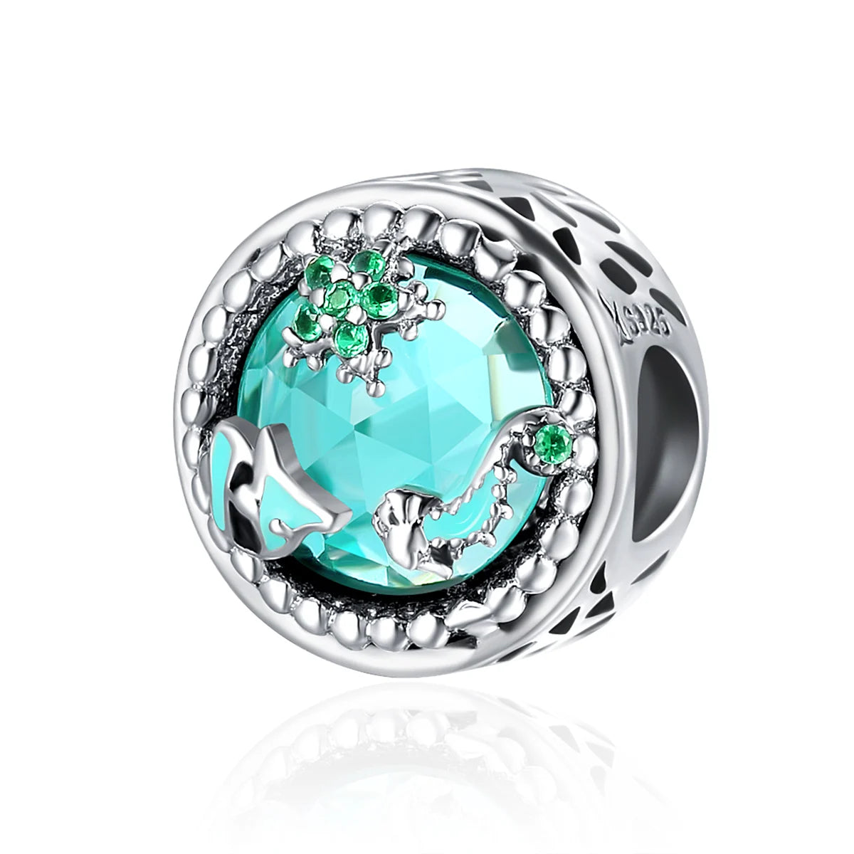 Fashion 925 Sterling Silver Crystal Starry Sky Green Ocean Beads Fit Charm Bracelet European DIY Woman Jewelry Gift SCC246