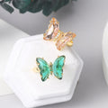Gradient Crystal Butterfly Open Adjustable Ring for Women Big Wing Transparent Cubic Zirconia Stackable Fashion Jewelry Gift MegaBDM