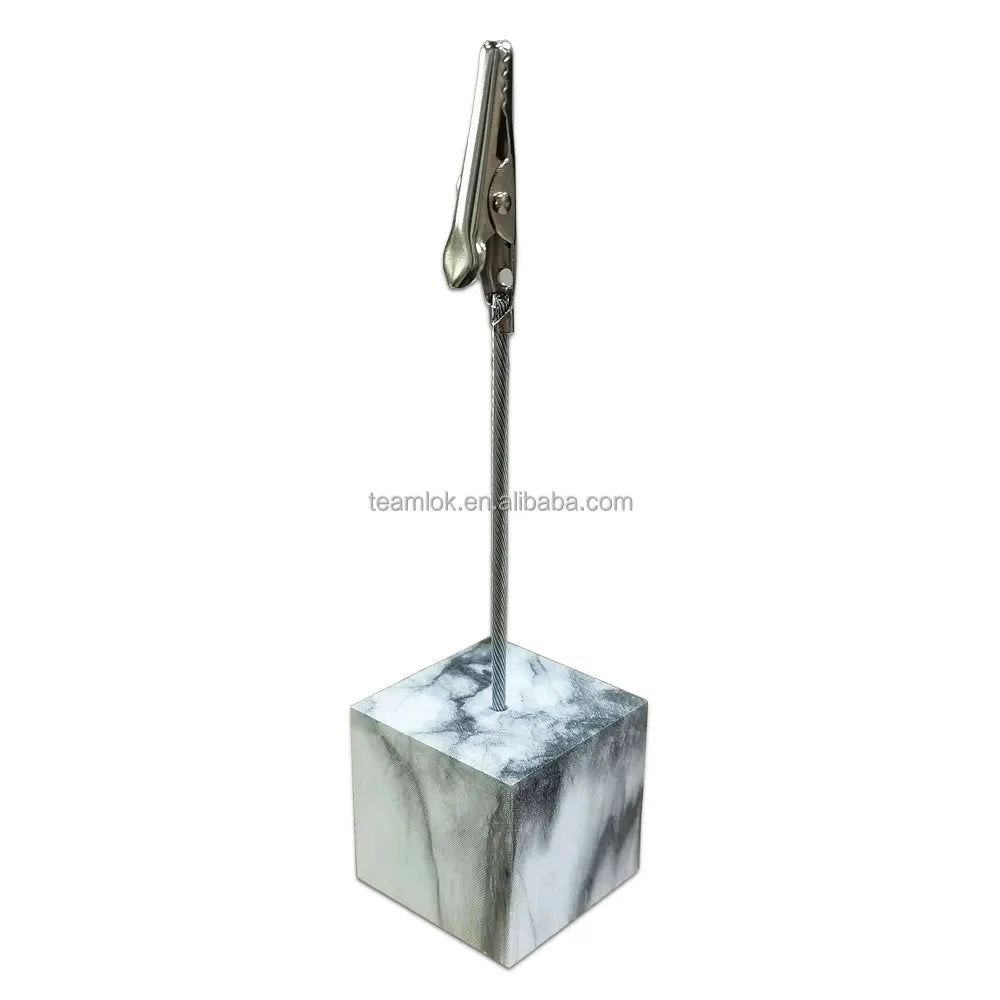 Marble Acrylic Cube Memo Clip Holder for Name & Table Number Card Display Essential for Warehousing & Supermarket Supplies
