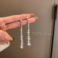 Tennis Style Tassel Drop Dangle Earrings Women Pendientes De Cristal Bling Rhinestone Crystal Long Drop Earrings