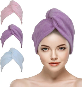 Microfiber Quick Magic Dry Hair Wrap Turban Bath Shower Head Towel With Buttons
