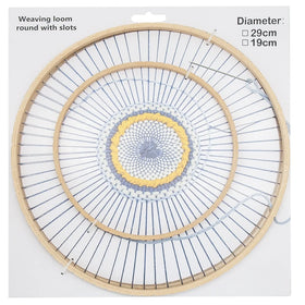 Circular Wooden Weaving Loom with Natural Wood Color for Home Decor Needlework 19cm and 28.5cm Dents