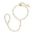 N&S Women's 18K Gold Stainless Steel Beaded Chain Finger Bracelet Trendy Hand Chain Jewelry for Anniversary Occasions