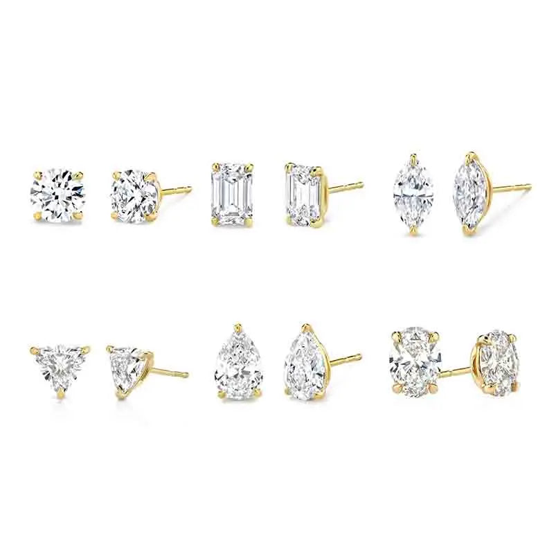 Gemnel Minimalist Gold Plated Jewelry 925 Silver Diamond Stud Earring