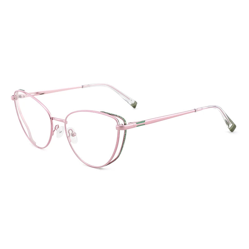 YC OPTICAL 2024 Innovative Trendy Double Rim Cat Eye Metal Eyeglasses Frame for Women