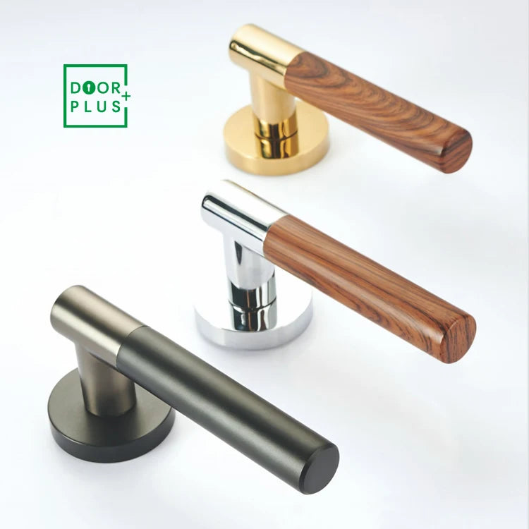 Doorplus Modern Luxury Round Matt Black Knurled Door Lever Handle for Apartment Bedroom