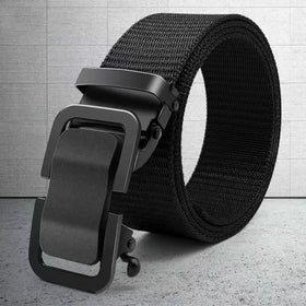Men Automatic Buckle Belt Trend Casual Solid Color Nylon Canvas Belt for Youth