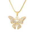 Fatingna Butterfly Stainless Steel Pendant Necklace for Women Handmade with Gold Plating and Zircon for Parties Weddings Gifts