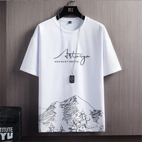 Chinese Factory Cheap Men's T-shirt Polyester Fiber Casual White T-shirt
