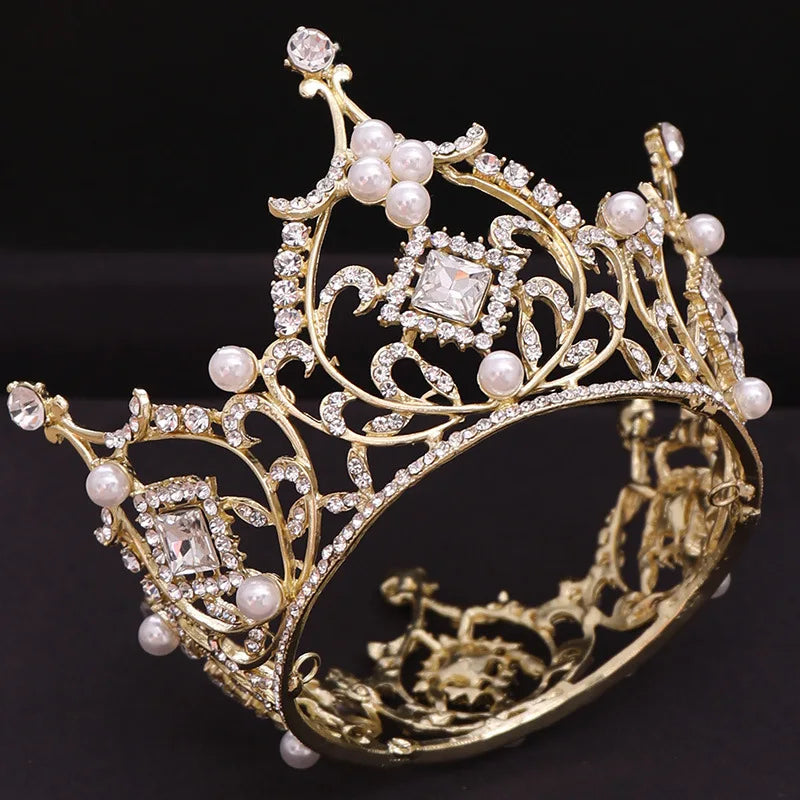 Kids Square Diamond Round Princess Pageant Rhinestone Crystal Tiaras Crown Molding Headpieces for Kid