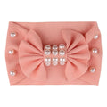 Ziming Customized Pearl Beads New Born Fabric Hairband 5 Inches Bow Kids Elastic Hairband Waffle Color Children Bow Headband