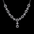Sterling Silver 4*4mm Semi Mount Necklace Empty Support Blank Claw Setting S925 Base Holder Without Center Stone for DIY Inlay