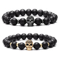 New Charm Melting Rock Men's Micro Zircon Skull Bracelet Classic Style Copper Beaded Brass Bangles