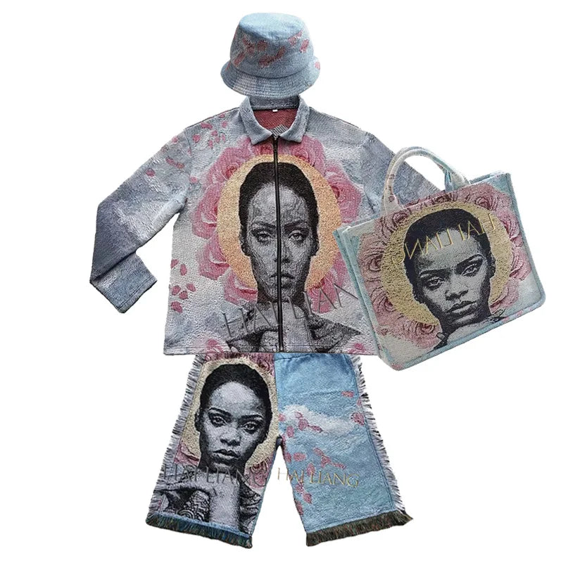 Casual High Street Tapestry Hoodies Jacquard Blanket Clothing Manufacturer Plus Size Tapestries Matching Sets for Men and Women