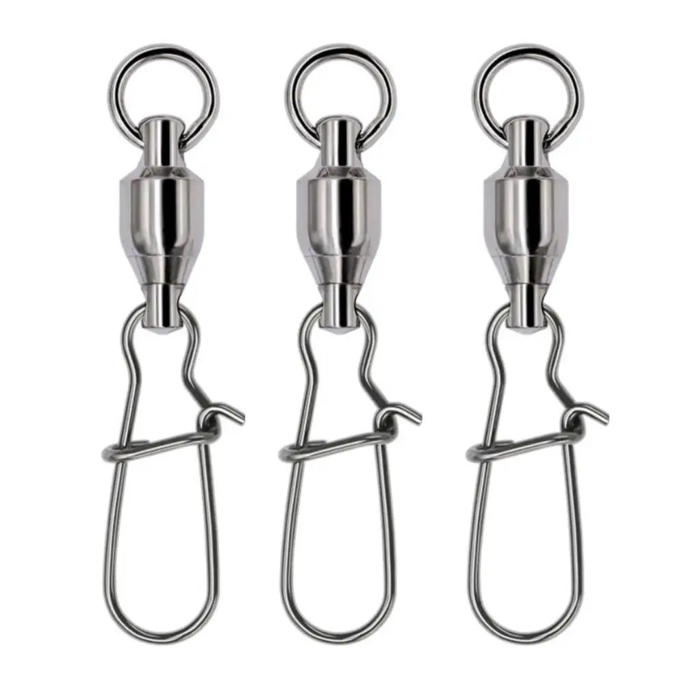 0-8# Stainless Steel & Brass Ball Bearing 59KG Fishing Swivels Chamfer Design Snap Connector Fishing Accessories