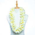 Hawaiian Artificial Silk Printed Plumeria Flower Necklace Lei for Festival Hula Dance Wedding Party