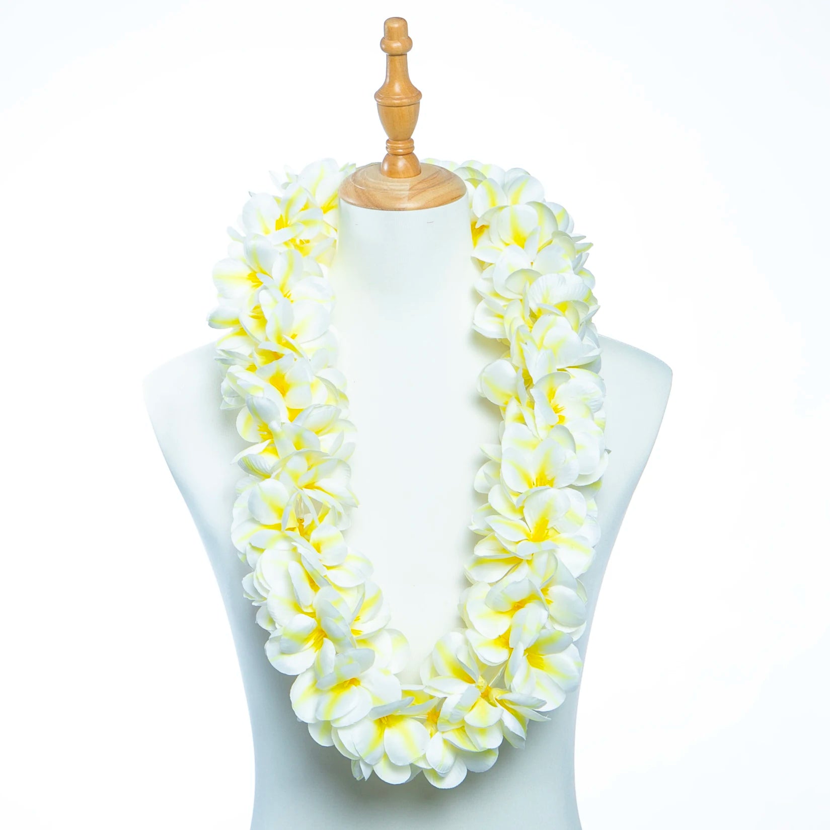 Hawaiian Artificial Silk Printed Plumeria Flower Necklace Lei for Festival Hula Dance Wedding Party