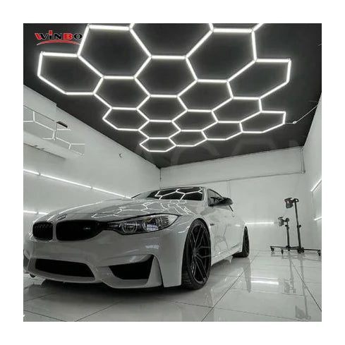 Dropshipping Honeycomb Auto Car Detailing Work Light Bar Car Wash Station 110V 220V Garage Ceiling Hexagonal Led Lights