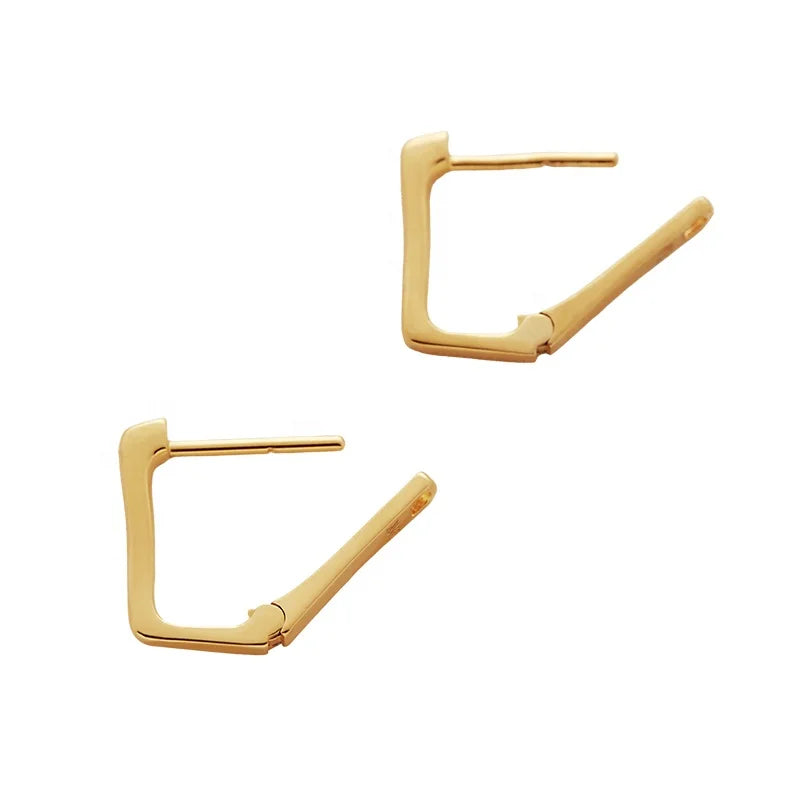 Trendy Luxury Fine Jewelry 18k Gold Plated Minimalist Earring Hoop Square 925 Sterling Silver Alta Huggie Earrings for Girls