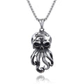 Punk Octopus Necklace 3D Casting Stainless Steel Vintage Mythical Ocean Monster Kraken Octopus Skull Rapper Pendants for Men